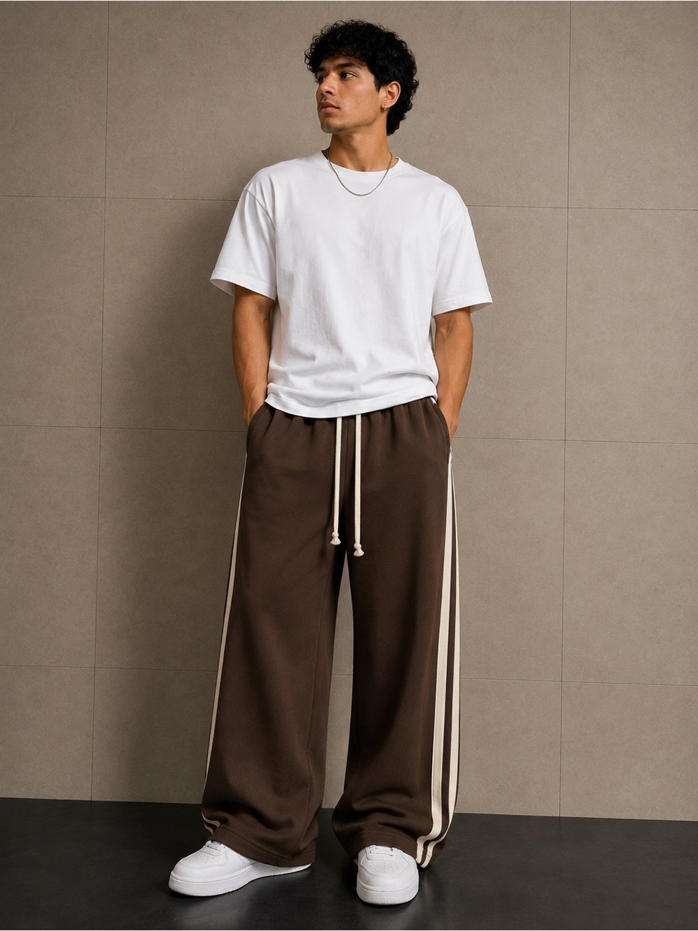 Unisex Wide Leg Track Pants 2-Pack Black & Brown